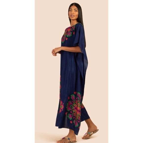 TRINA TURK LONG DRESS/CAFTAN THEODORA BENGAL BLUE XL  MAXI - Picture 3 of 8